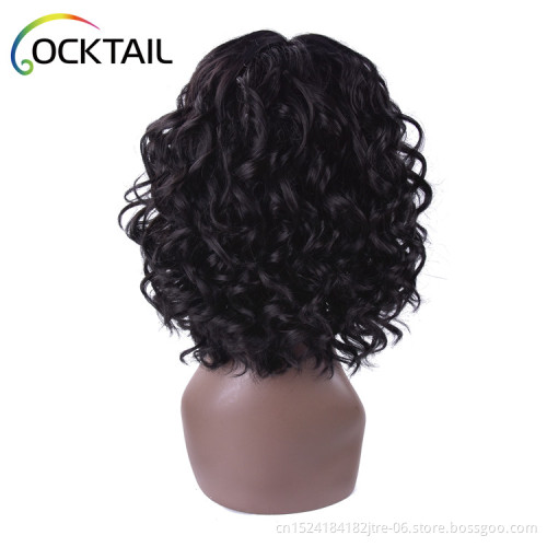 Factory wholesale high temperature fiber short loose curl synthetic lace front wig in stock